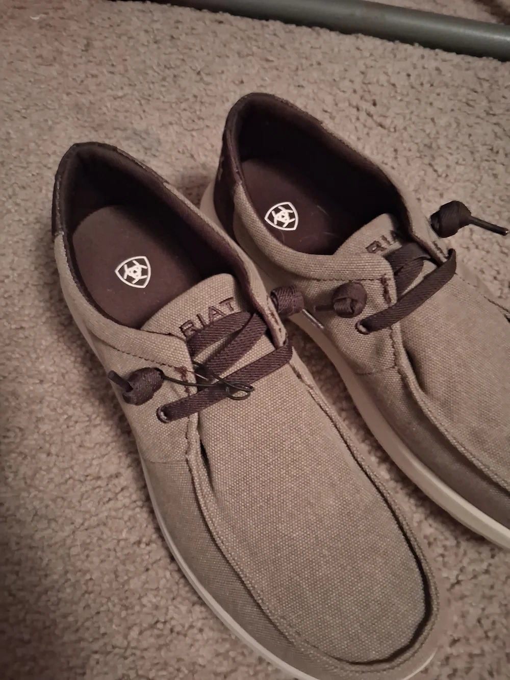 Ariat Olive Canvas Slip-On Loafers with Dark Laces